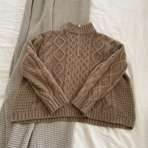 Jenni Kayne Brown Cable Knit Sweater